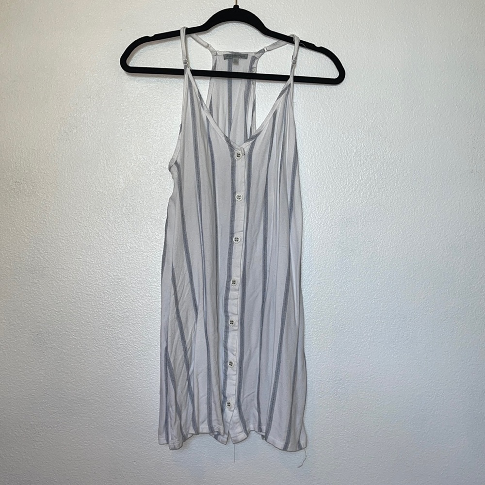 white and blue striped dress
